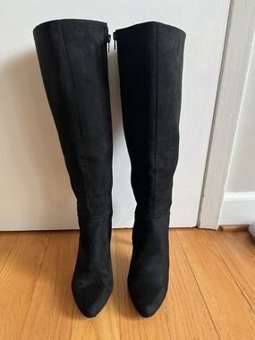 INC International Concepts Black Over-the-Knee Pointed-Toe Boots